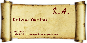 Krizsa Adrián névjegykártya